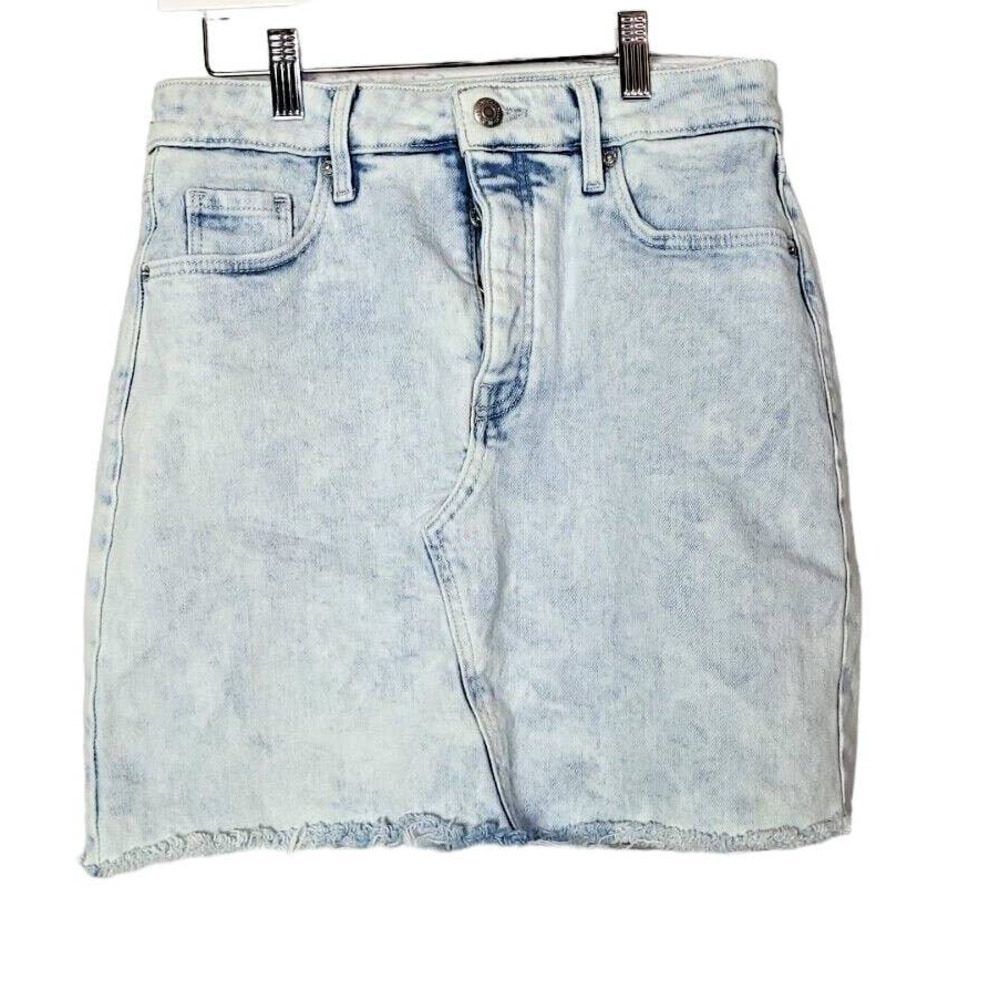 Old Navy High Rise Acid Wash Cut Off Y2K Vibes Midi Skirt Multi Button Fly Sz 4